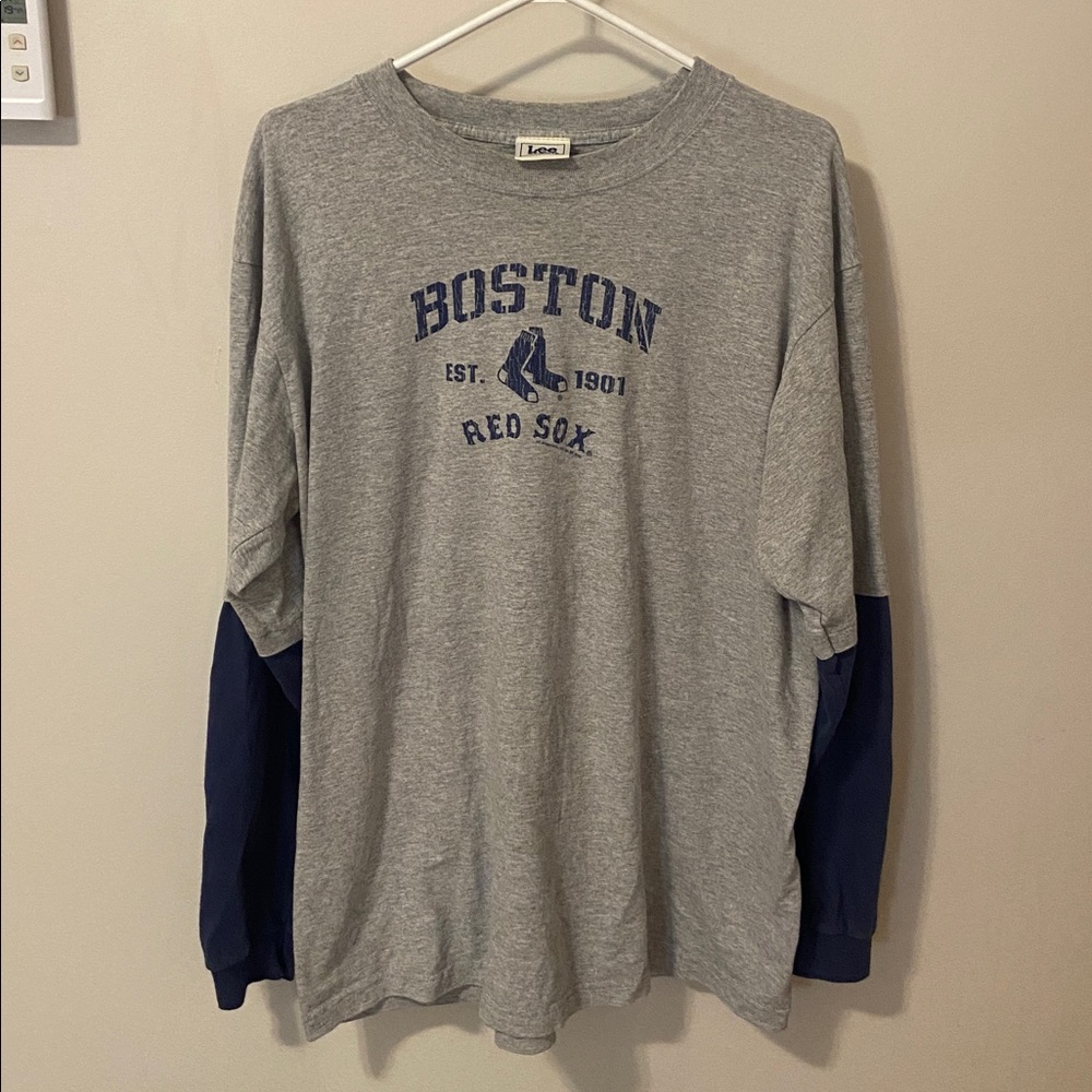 Lee Gray and Blue Boston Red Sox Long Sleeve Shirt